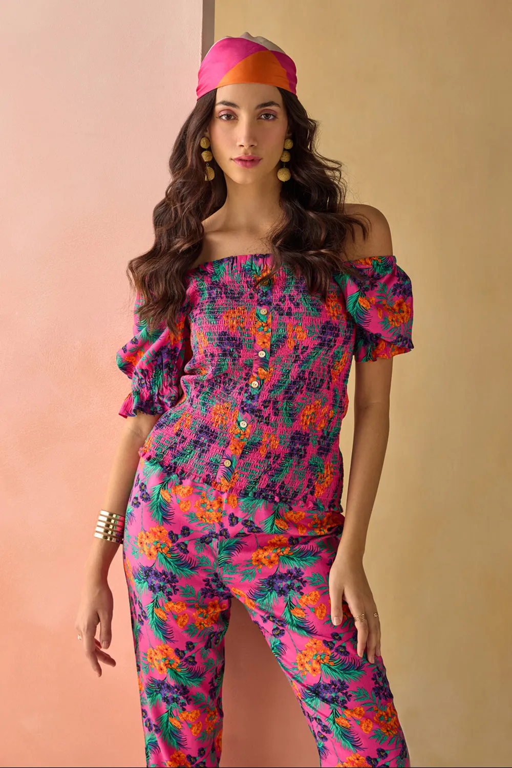 Floral Finesse Smocked Co-ord Set