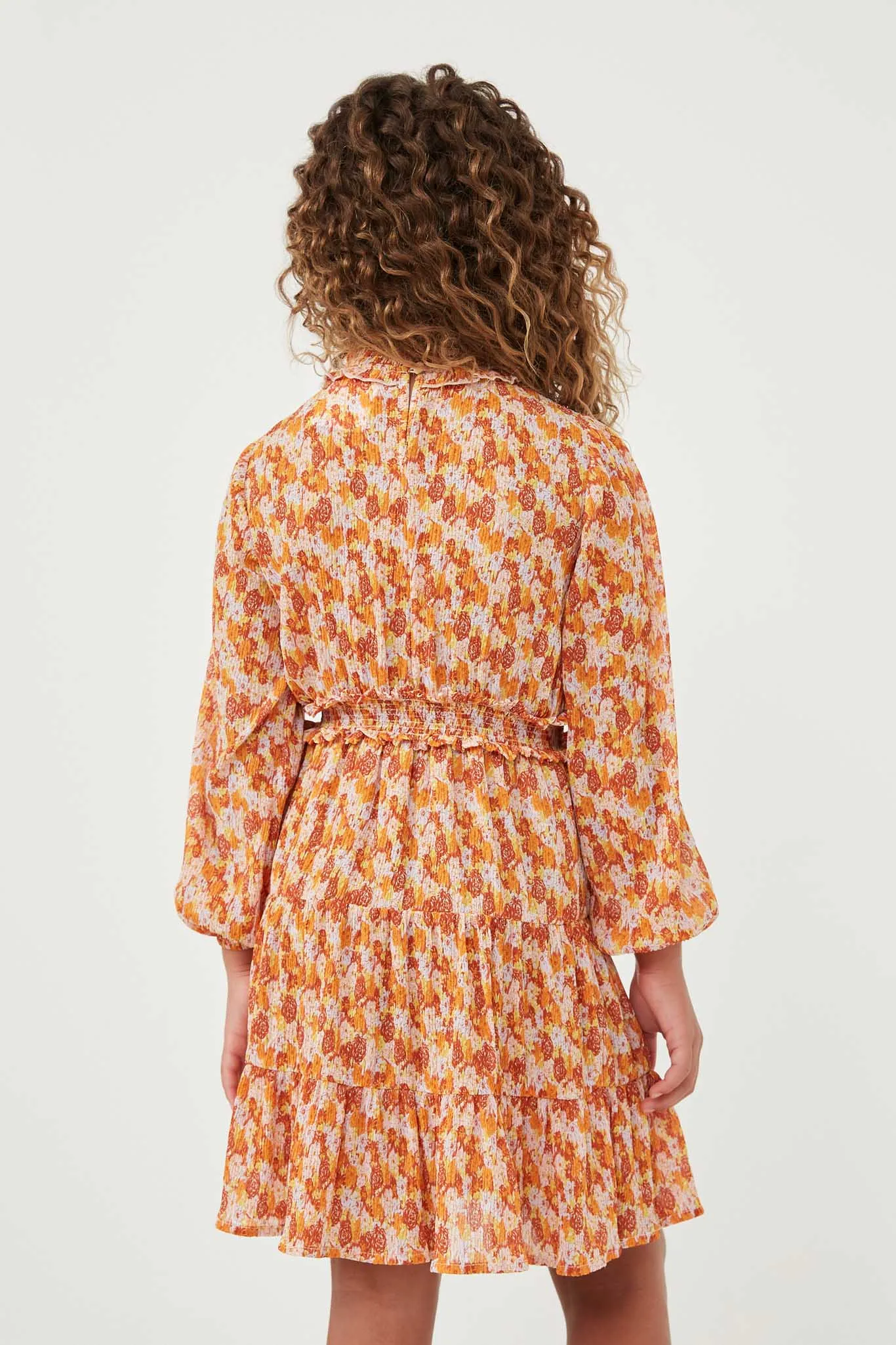 Floral Print Smocked Detail Puff Sleeve Dress