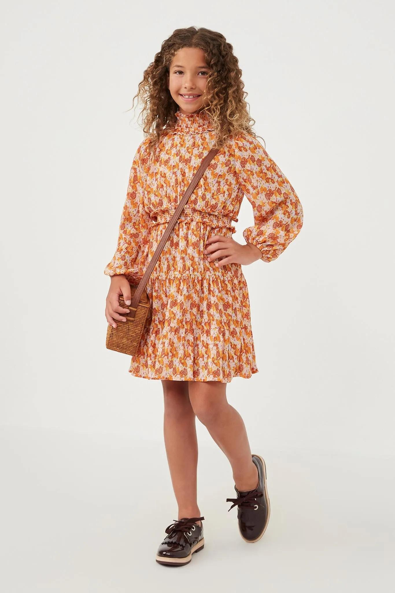 Floral Print Smocked Detail Puff Sleeve Dress
