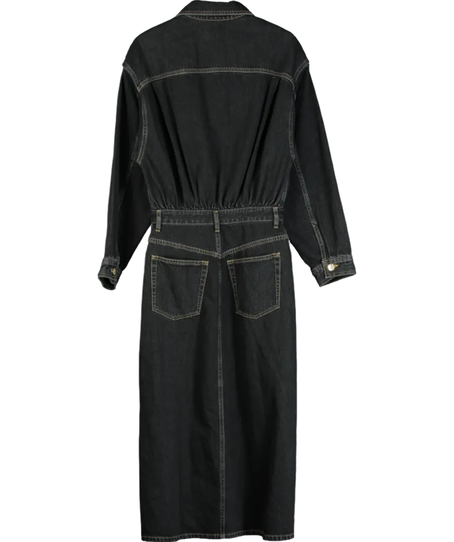 FRAME Grey The Nipped Denim Midi Dress In Rinse UK 8