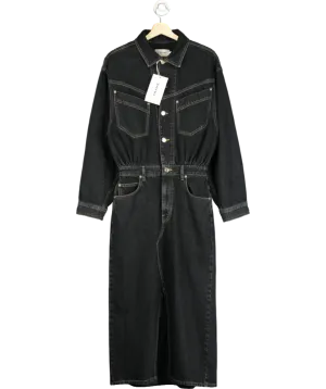 FRAME Grey The Nipped Denim Midi Dress In Rinse UK 8