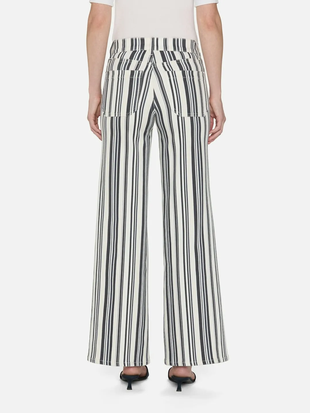 Frame Le Slim Palazzo Modernist Pocket in Navy Stripe