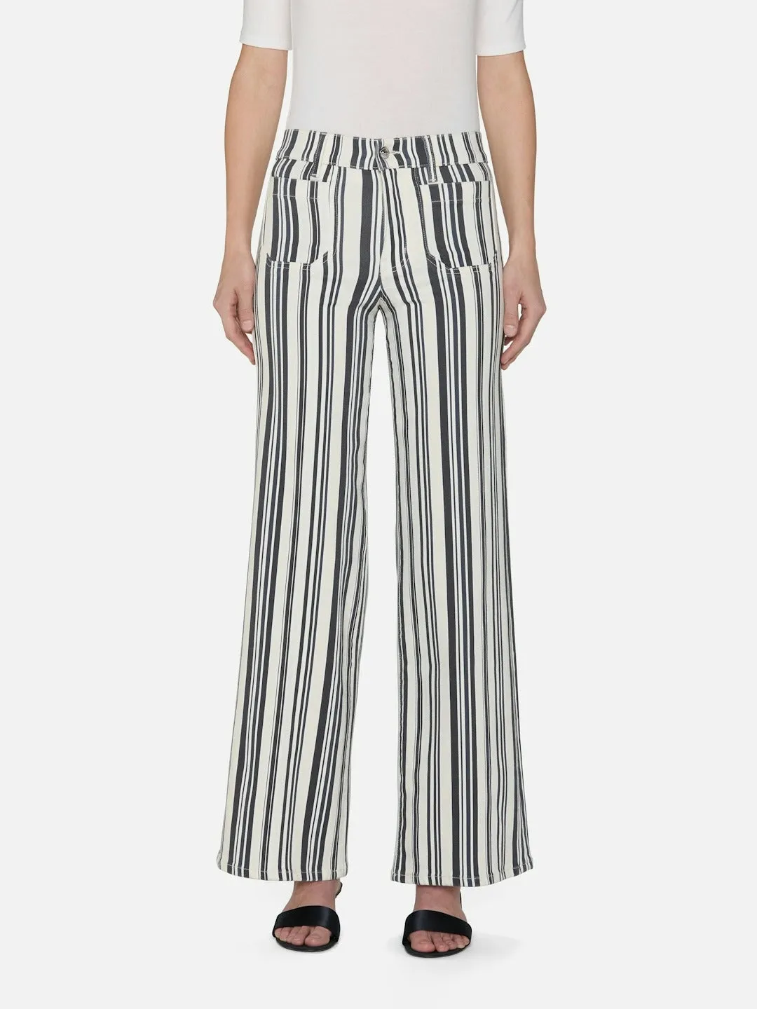 Frame Le Slim Palazzo Modernist Pocket in Navy Stripe