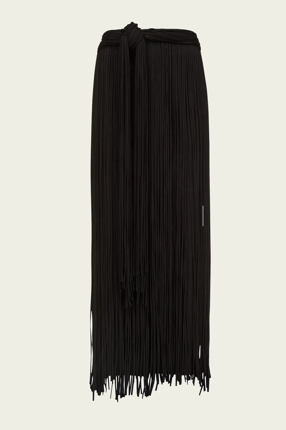 Fringe Midi Skirt in Black