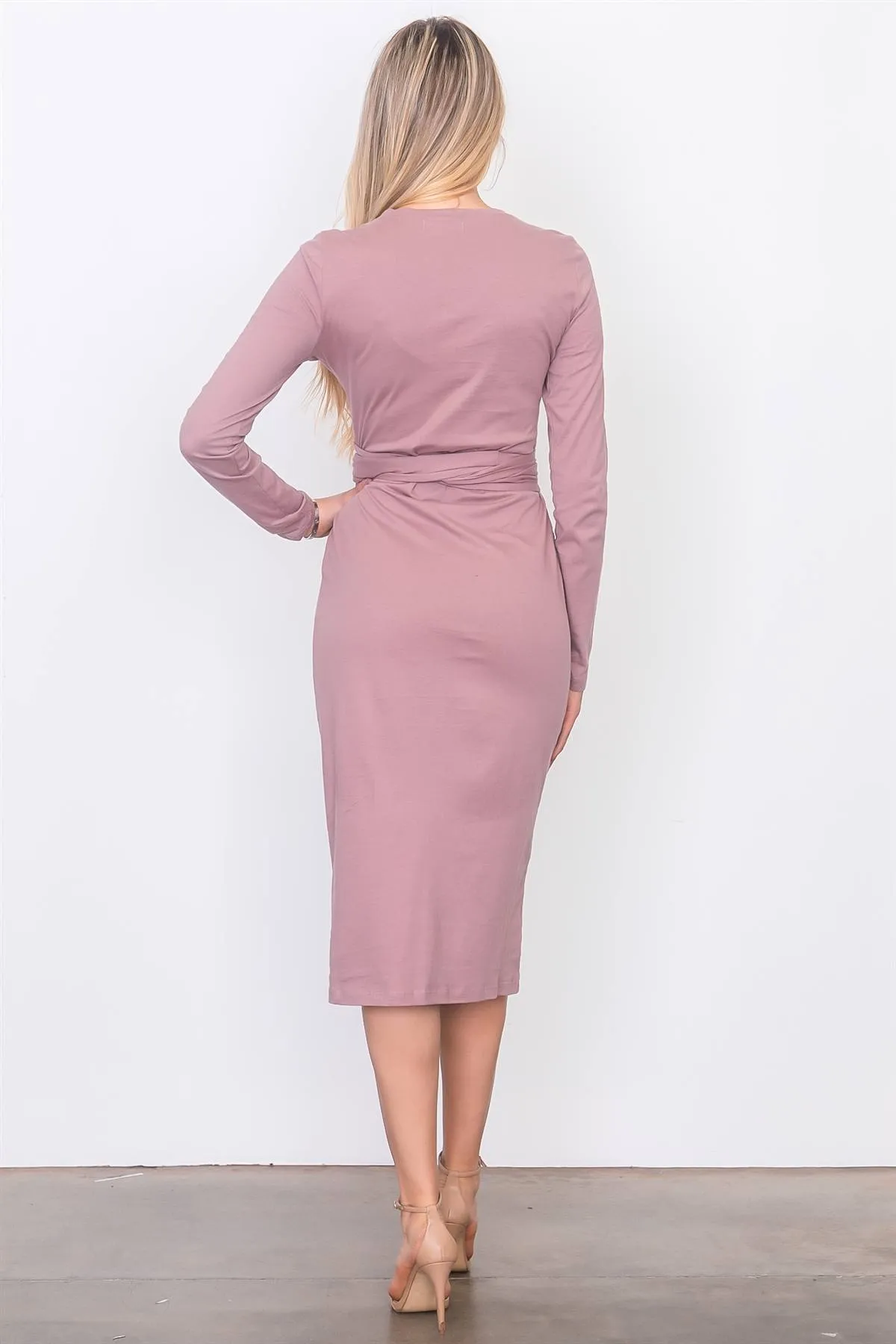 Front knot jersey midi dress