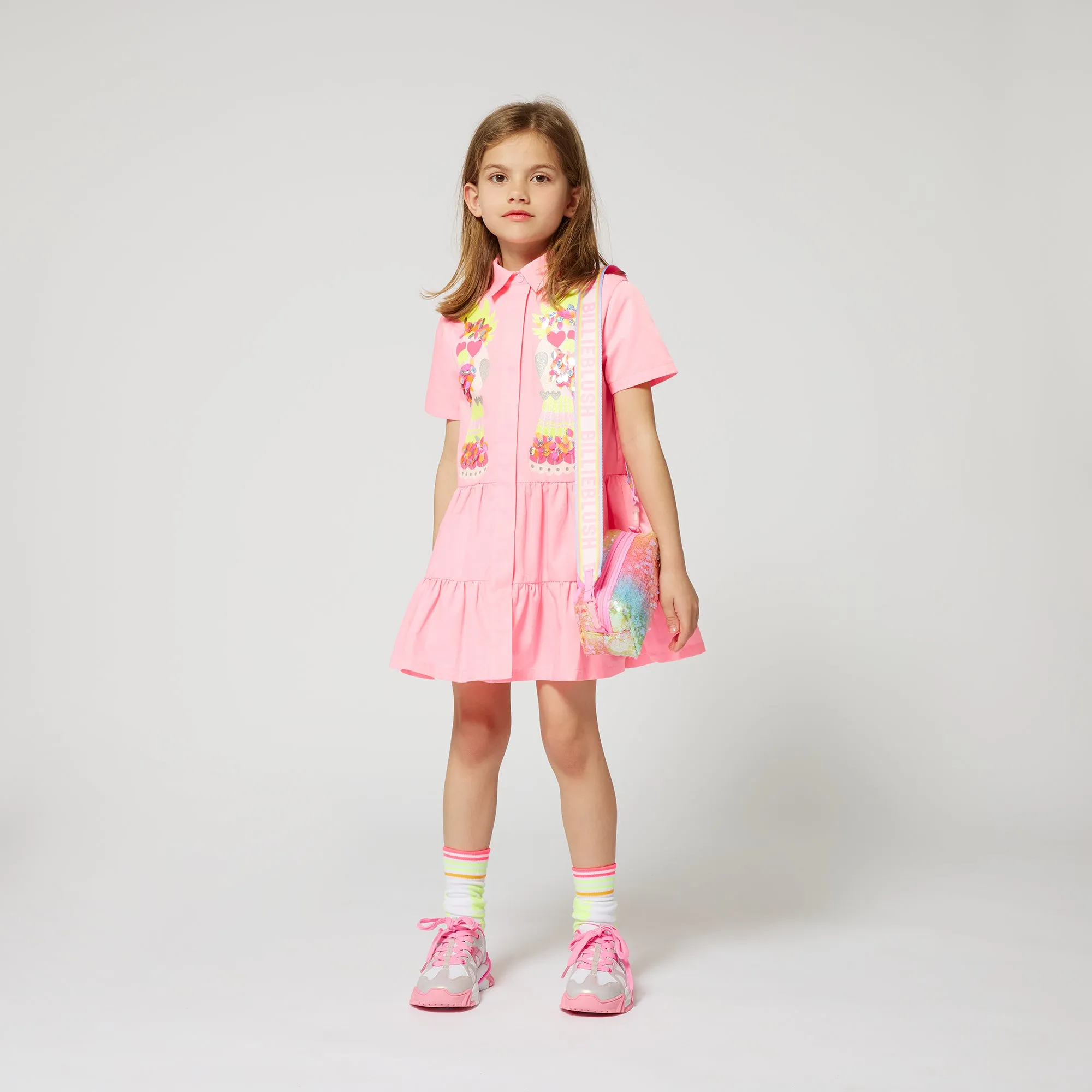 Girls Pink Parrot Dress
