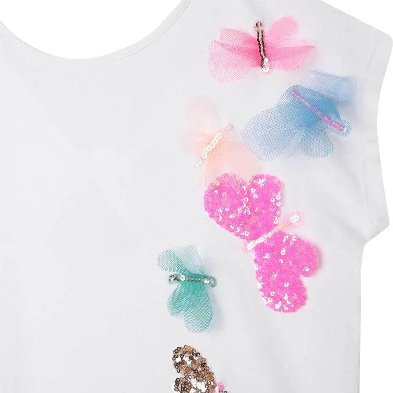 Girls White Butterfly T-Shirt