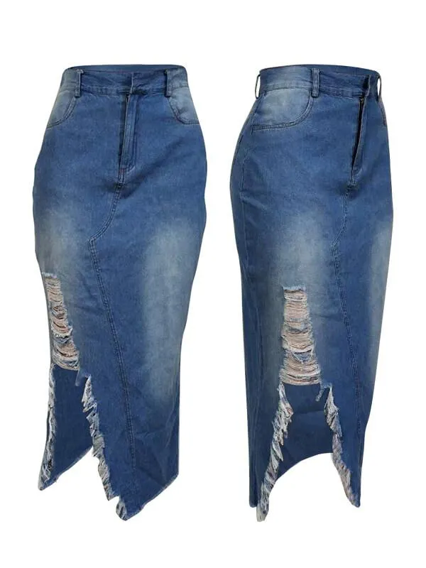 Gorgeousladie Destroyed Denim Skirt