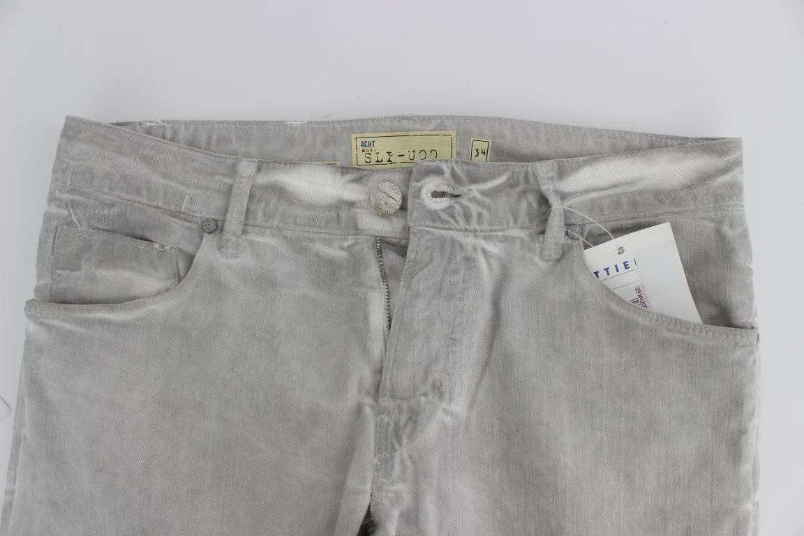 Gray Wash Cotton Stretch Slim Skinny Fit Jeans