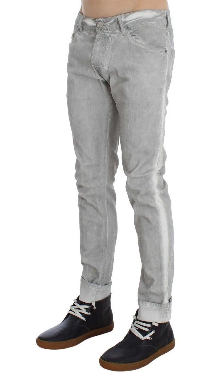 Gray Wash Cotton Stretch Slim Skinny Fit Jeans