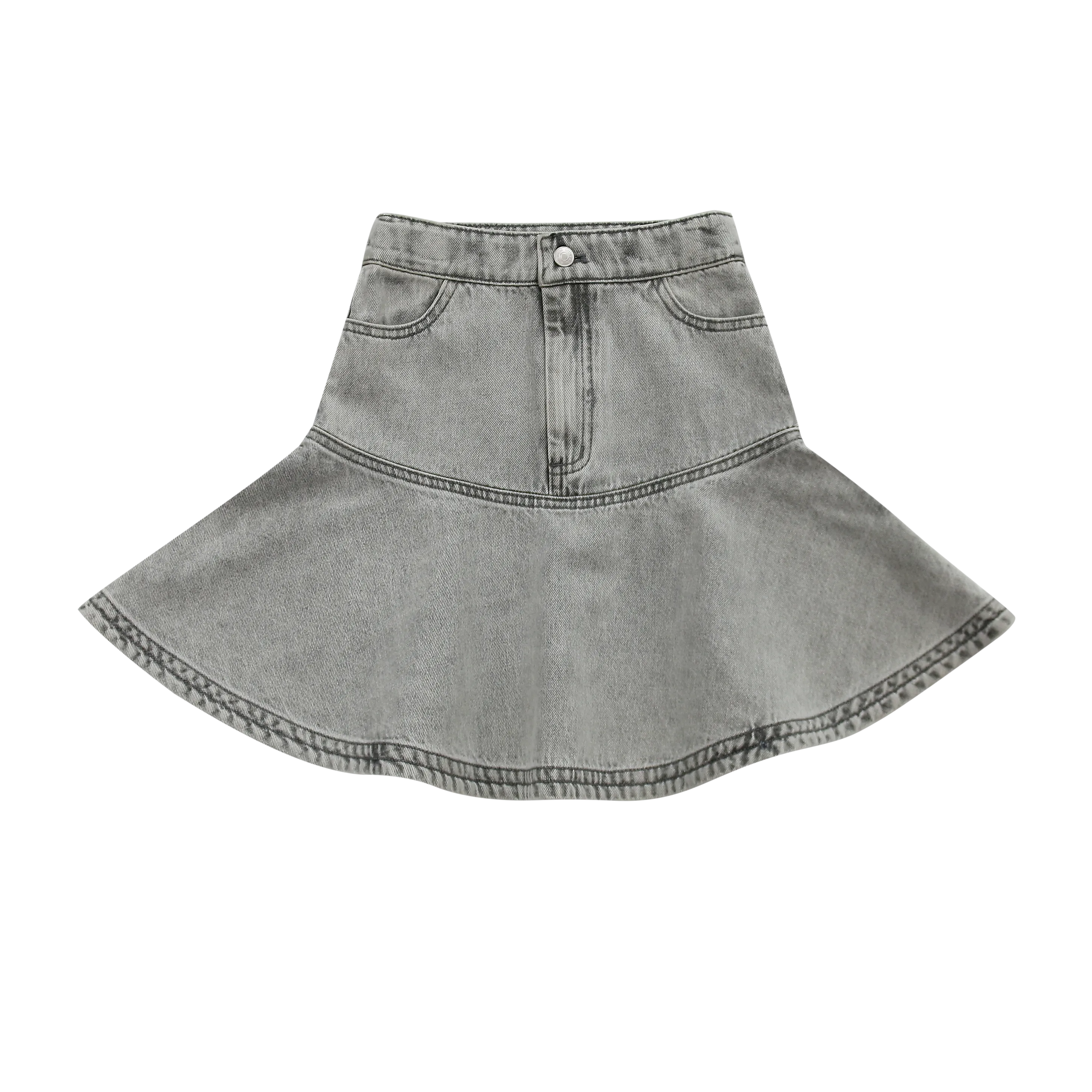 Grey denim short skirt by Little Parni