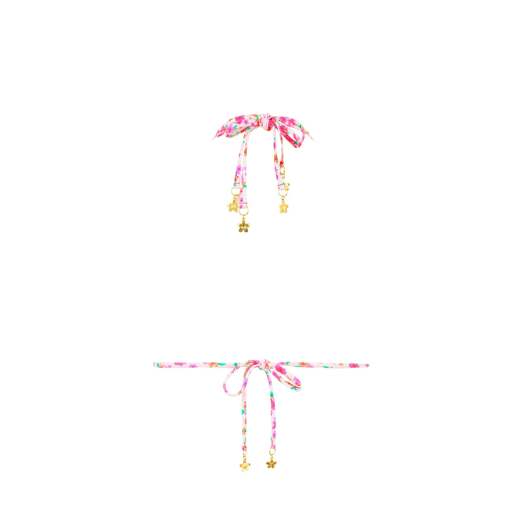 Halter Bralette Bikini Top - Flamingo Flora