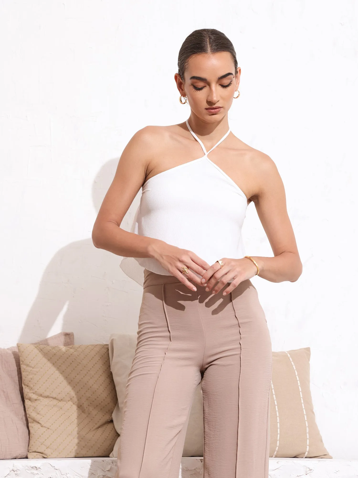 Halter Neck Back Tie Up Top