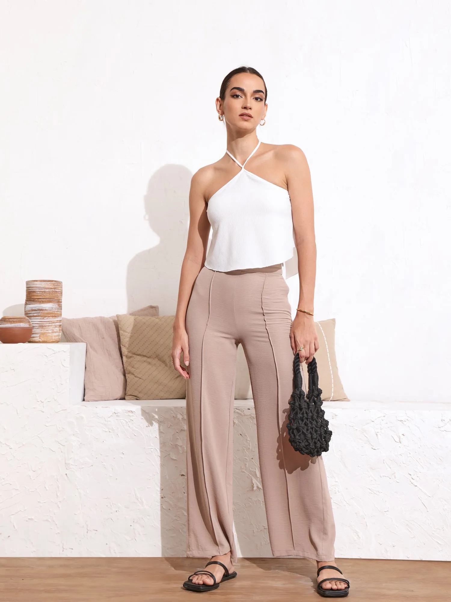 Halter Neck Back Tie Up Top
