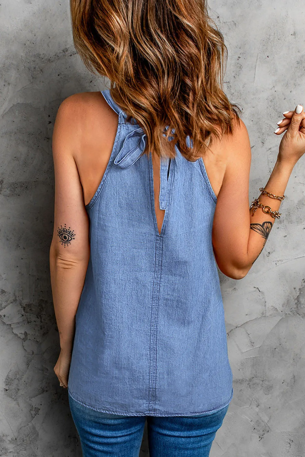 Halter Neck Denim Tank Top