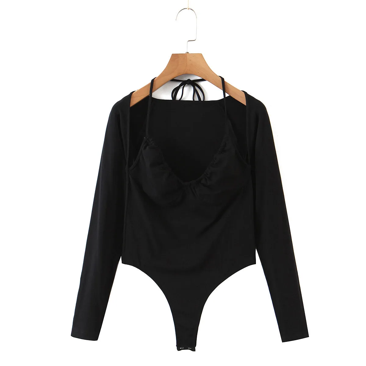 Halter Top Bodysuit with Sleeves