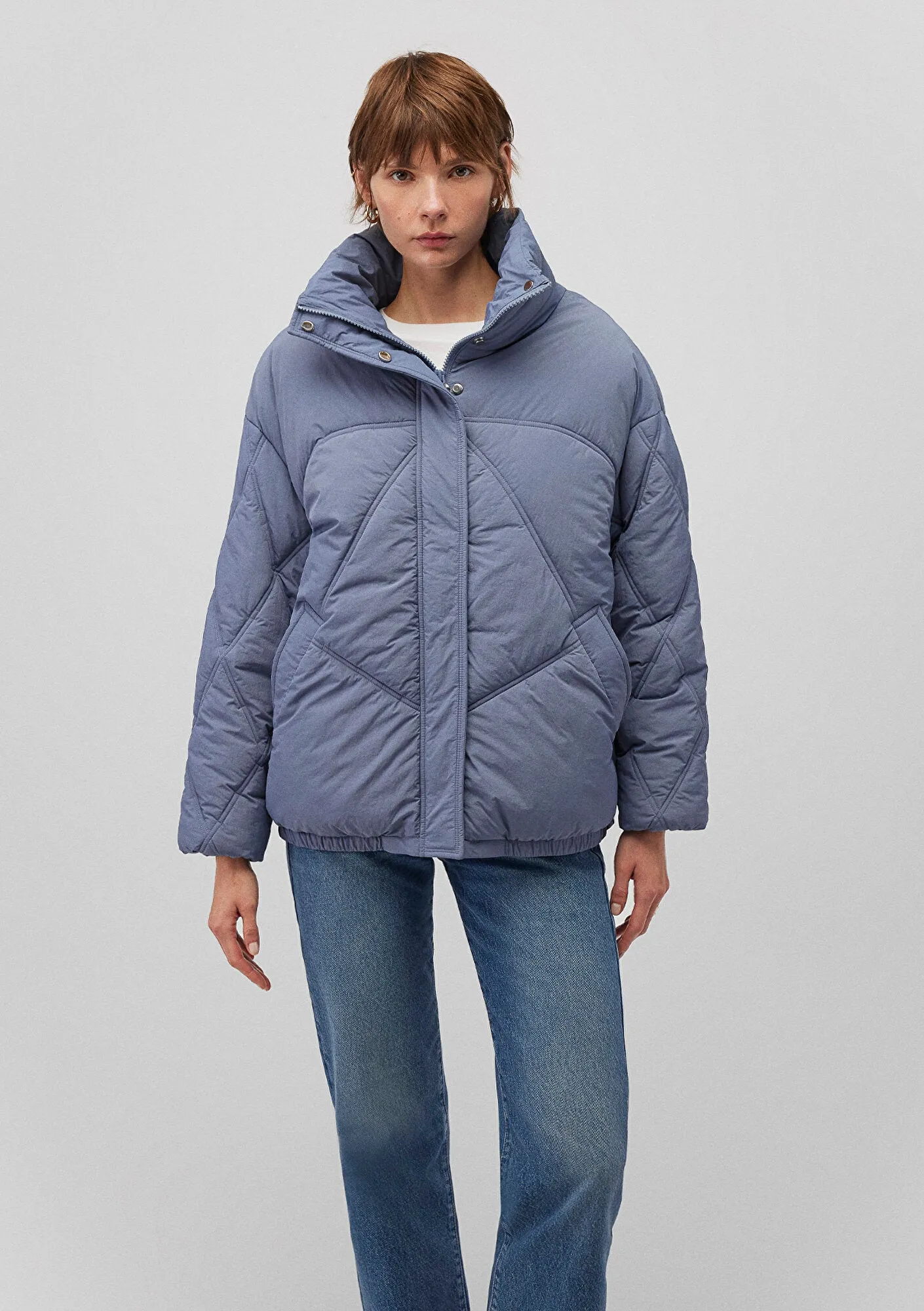 High Collar Blue Jacket