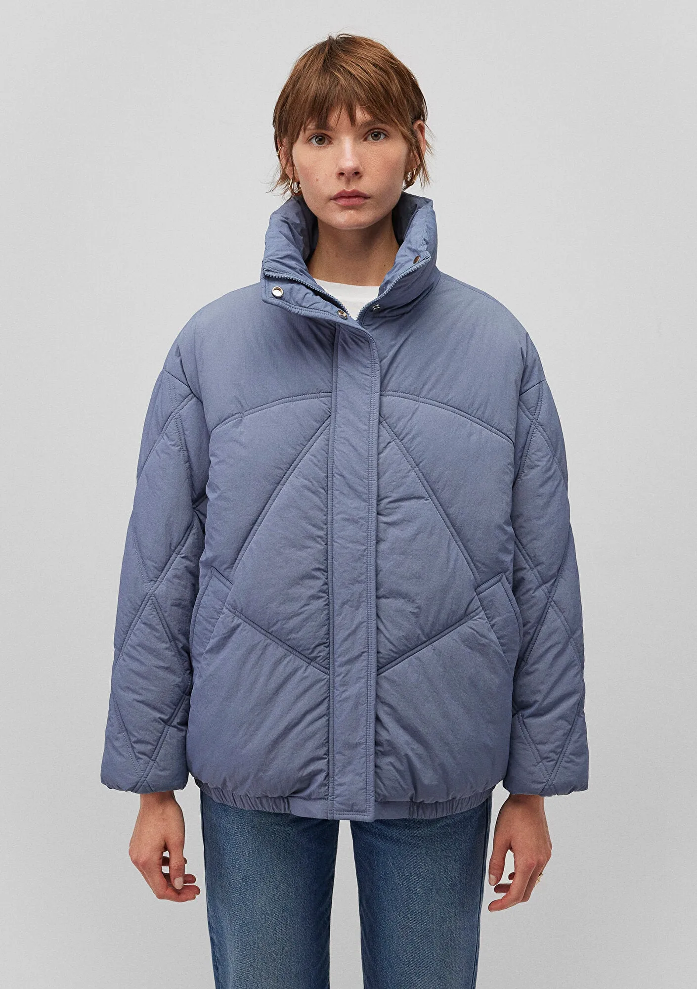 High Collar Blue Jacket