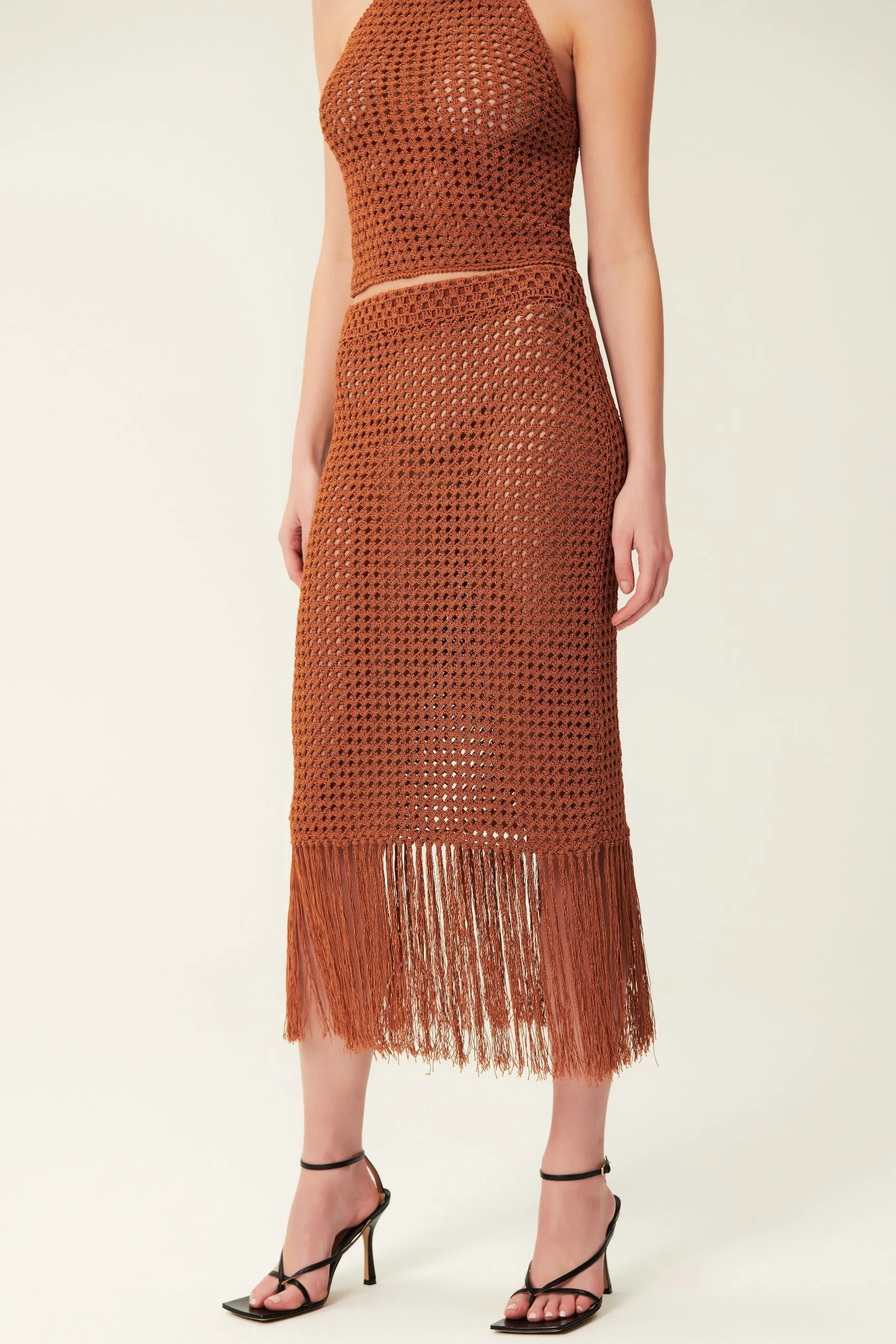 Holly Crochet Halter Top - Russet
