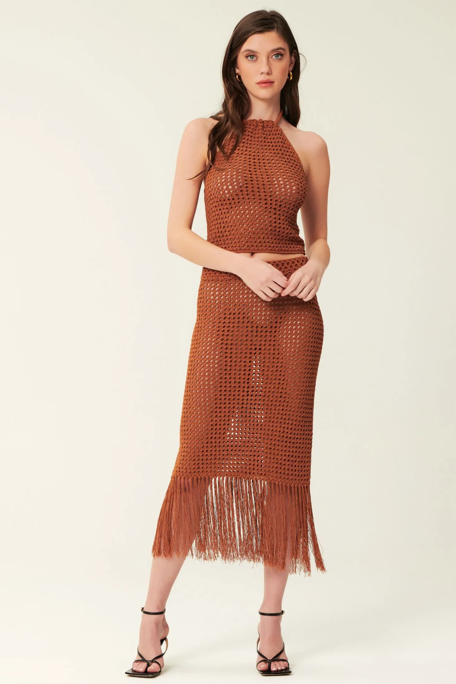 Holly Crochet Halter Top - Russet