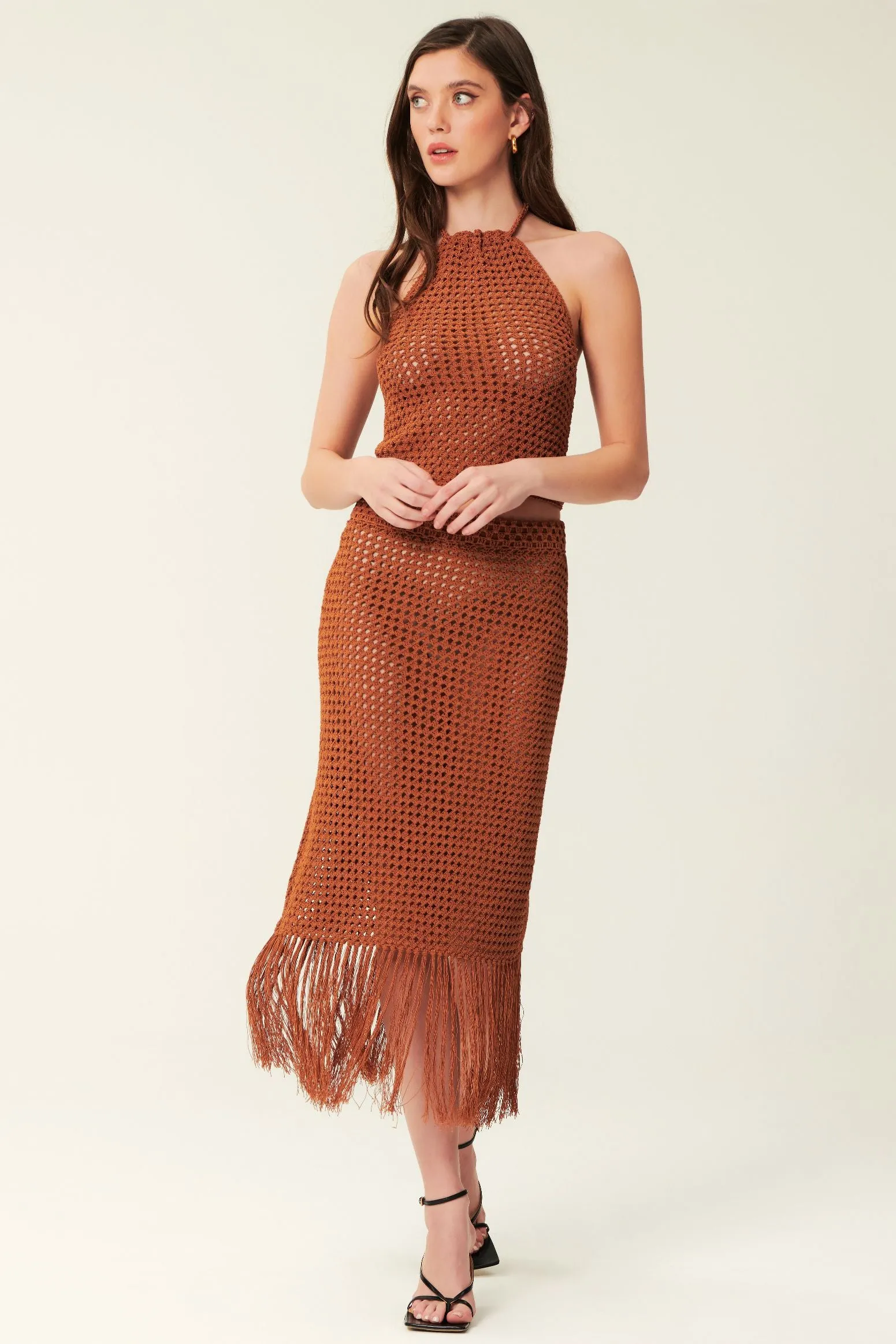 Holly Crochet Halter Top - Russet
