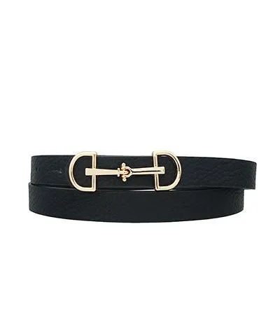 Horsebit Buckle Skinny Belt