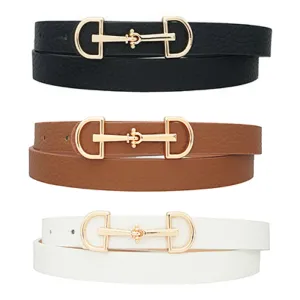 Horsebit Buckle Skinny Belt