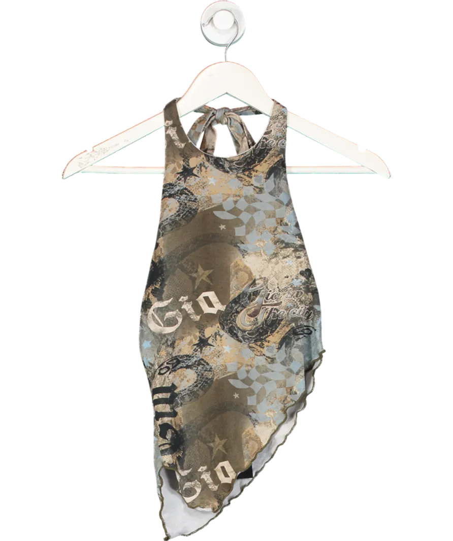 I.AM.GIA Green Theda Star Halter Neck Top UK XS