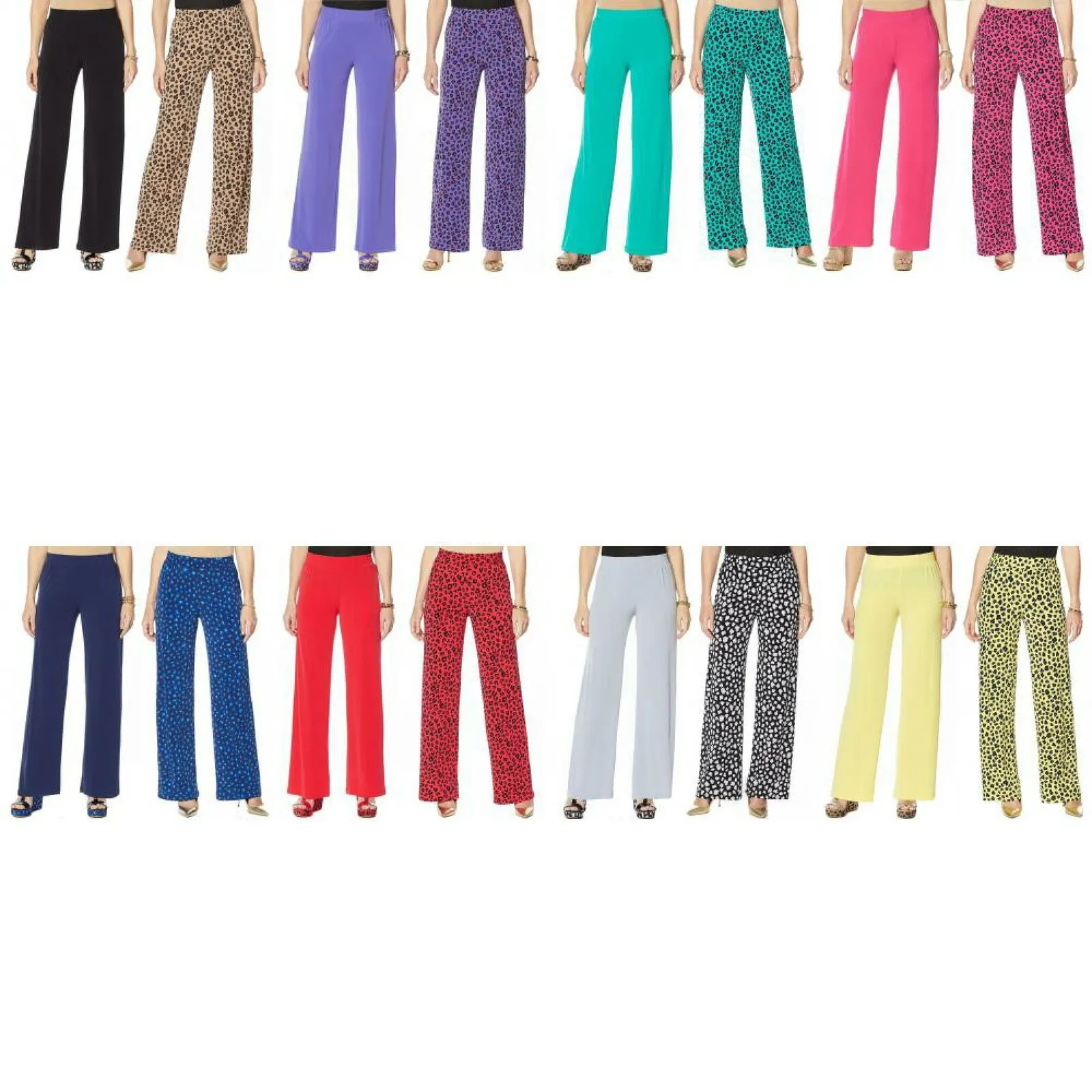 IMAN Women's Tall  2 Pairs Global Chic Luxury Resort Palazzo Pants