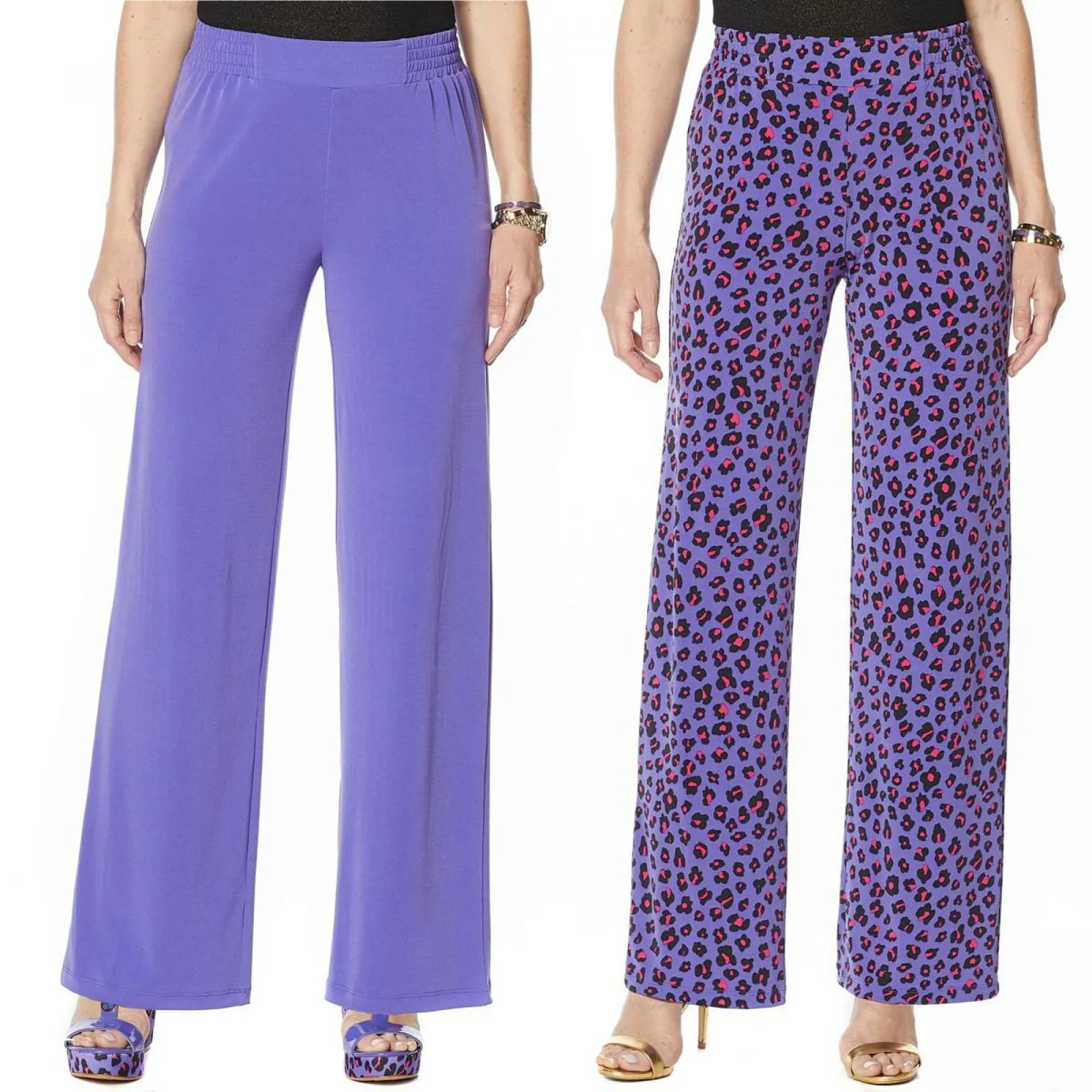 IMAN Women's Tall  2 Pairs Global Chic Luxury Resort Palazzo Pants