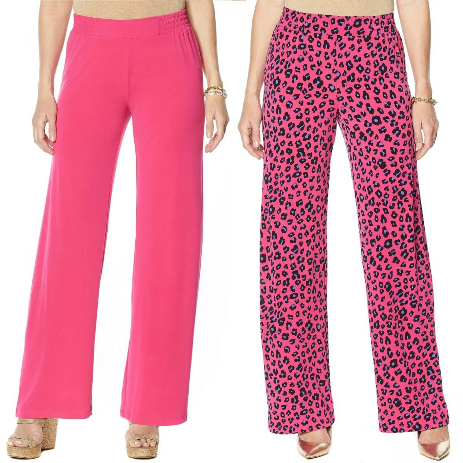 IMAN Women's Tall  2 Pairs Global Chic Luxury Resort Palazzo Pants