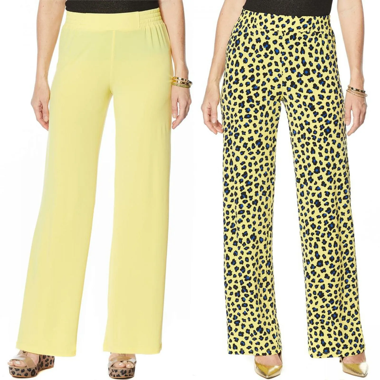 IMAN Women's Tall  2 Pairs Global Chic Luxury Resort Palazzo Pants