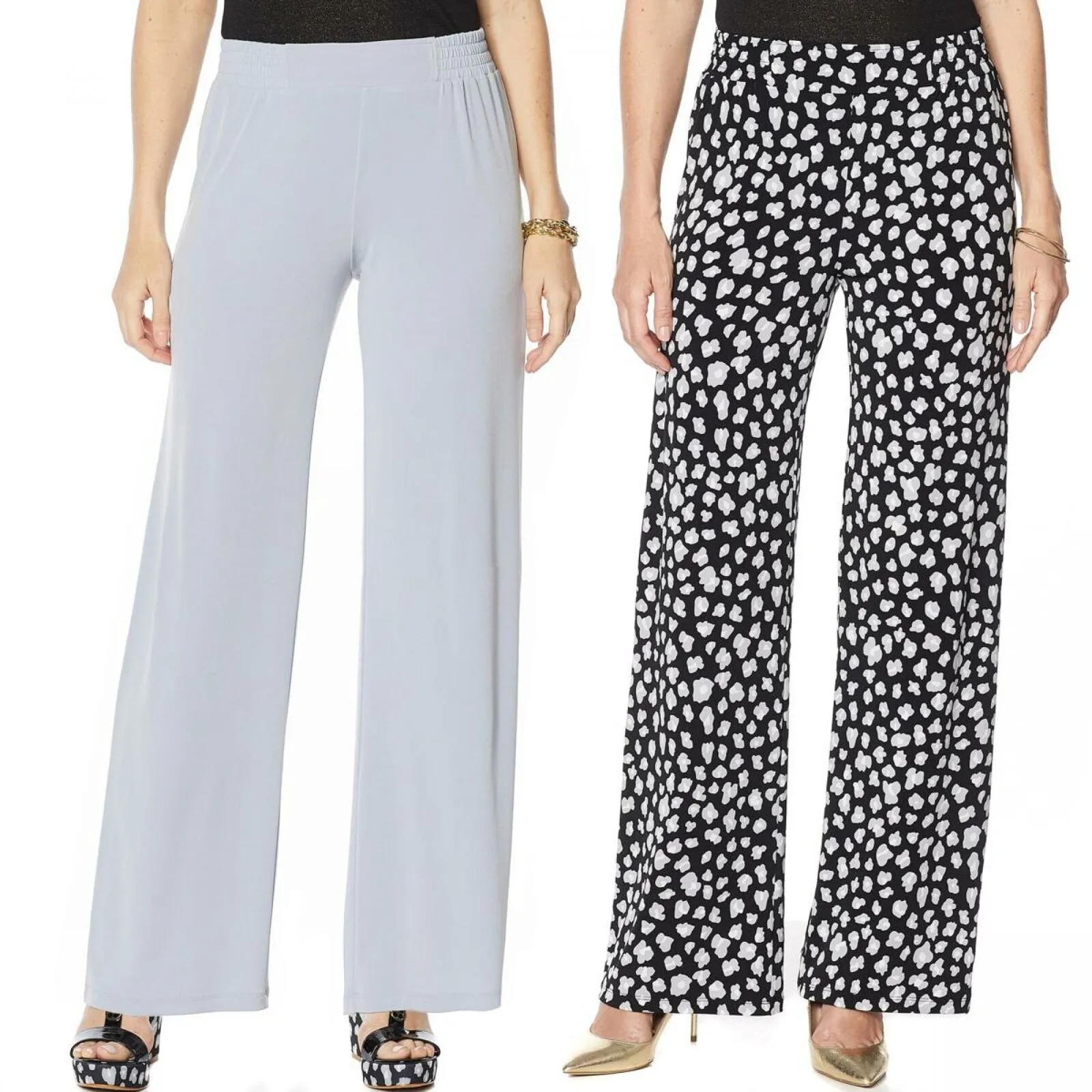 IMAN Women's Tall  2 Pairs Global Chic Luxury Resort Palazzo Pants