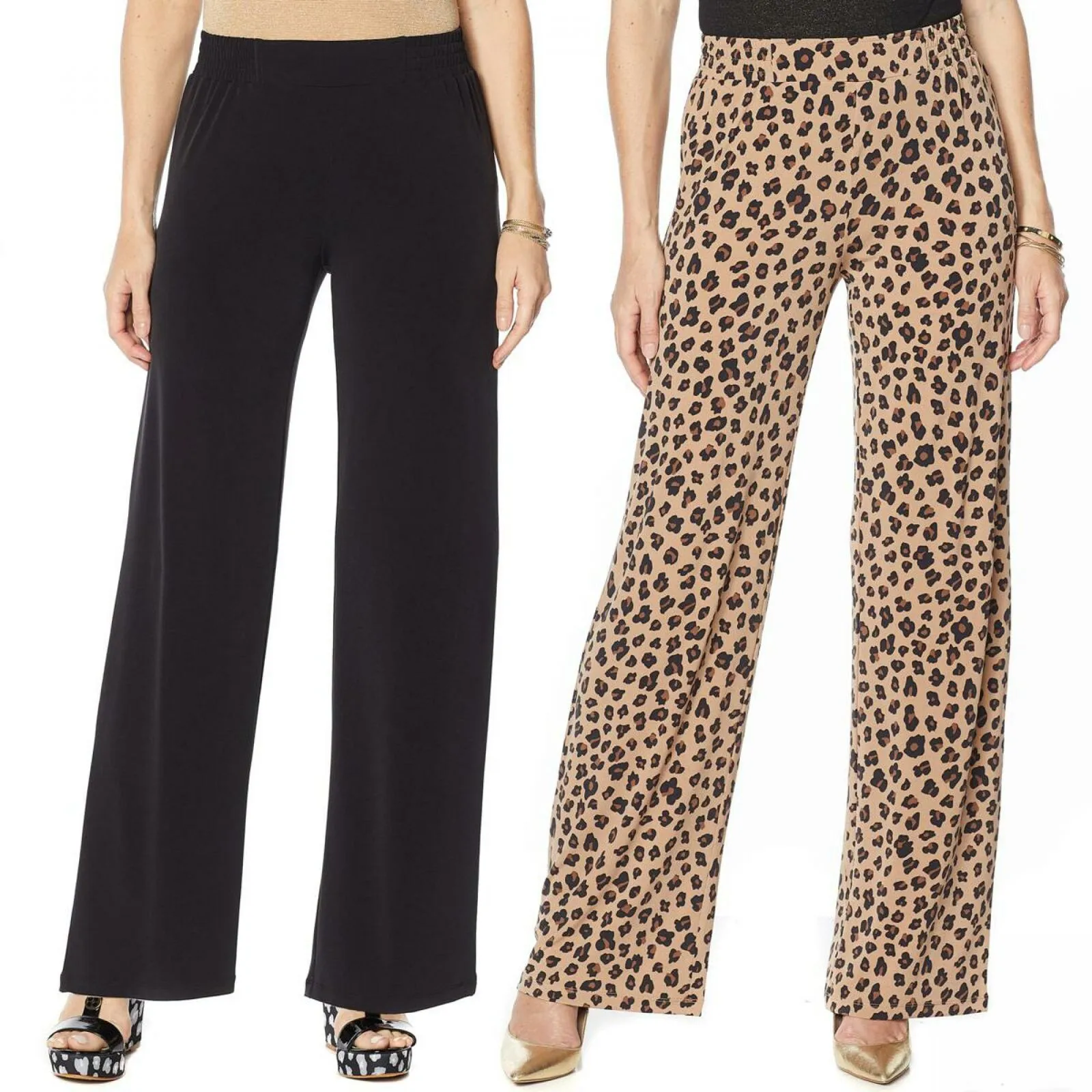 IMAN Women's Tall  2 Pairs Global Chic Luxury Resort Palazzo Pants