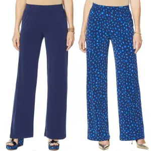 IMAN Women's Tall  2 Pairs Global Chic Luxury Resort Palazzo Pants