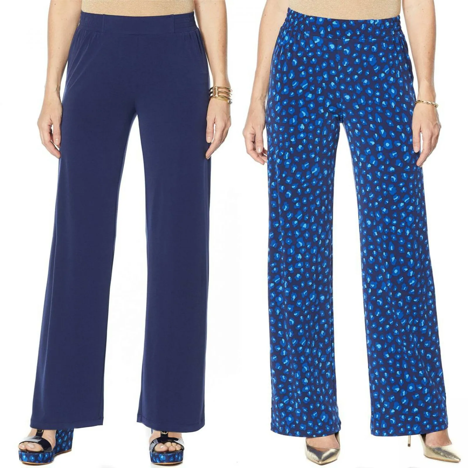 IMAN Women's Tall  2 Pairs Global Chic Luxury Resort Palazzo Pants