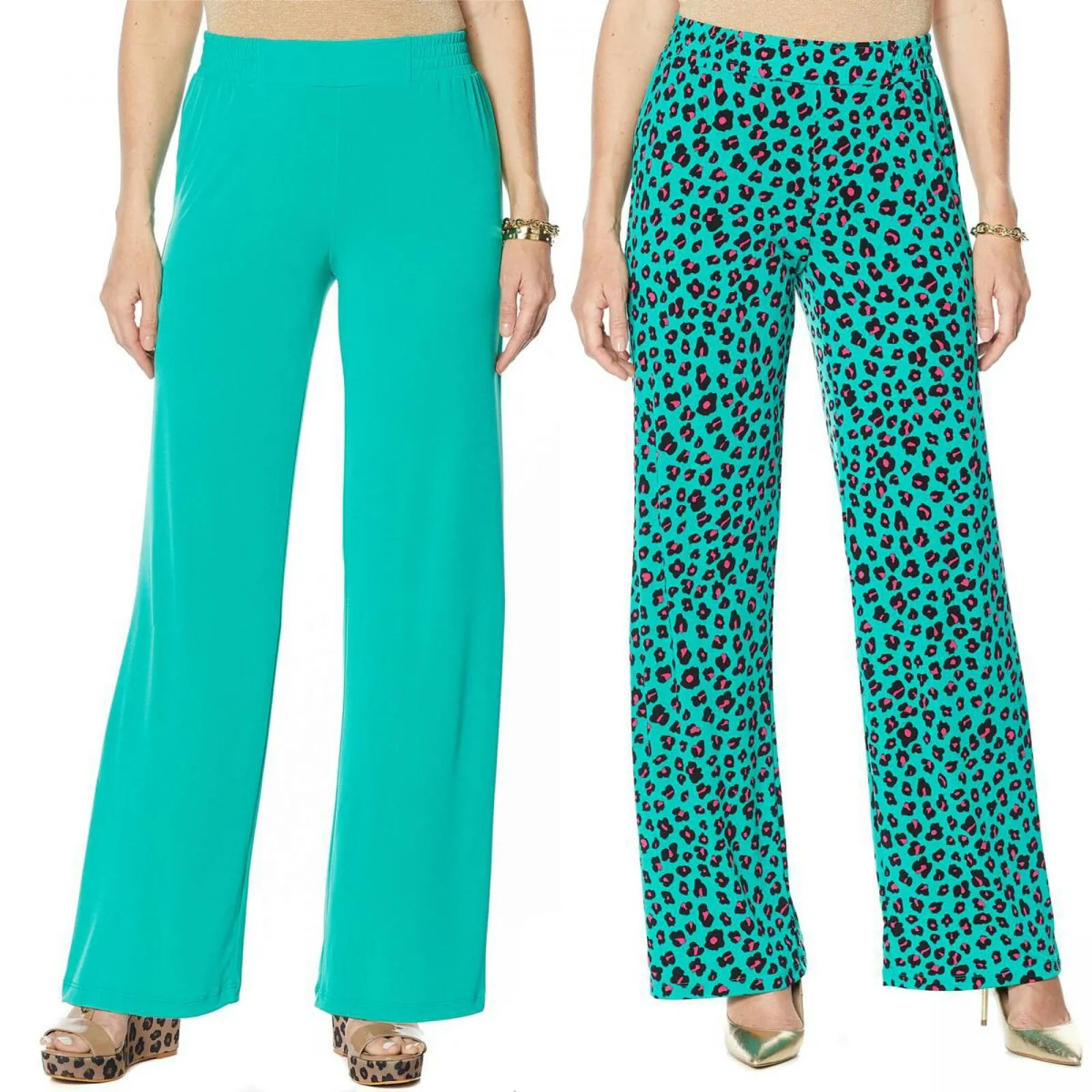 IMAN Women's Tall  2 Pairs Global Chic Luxury Resort Palazzo Pants