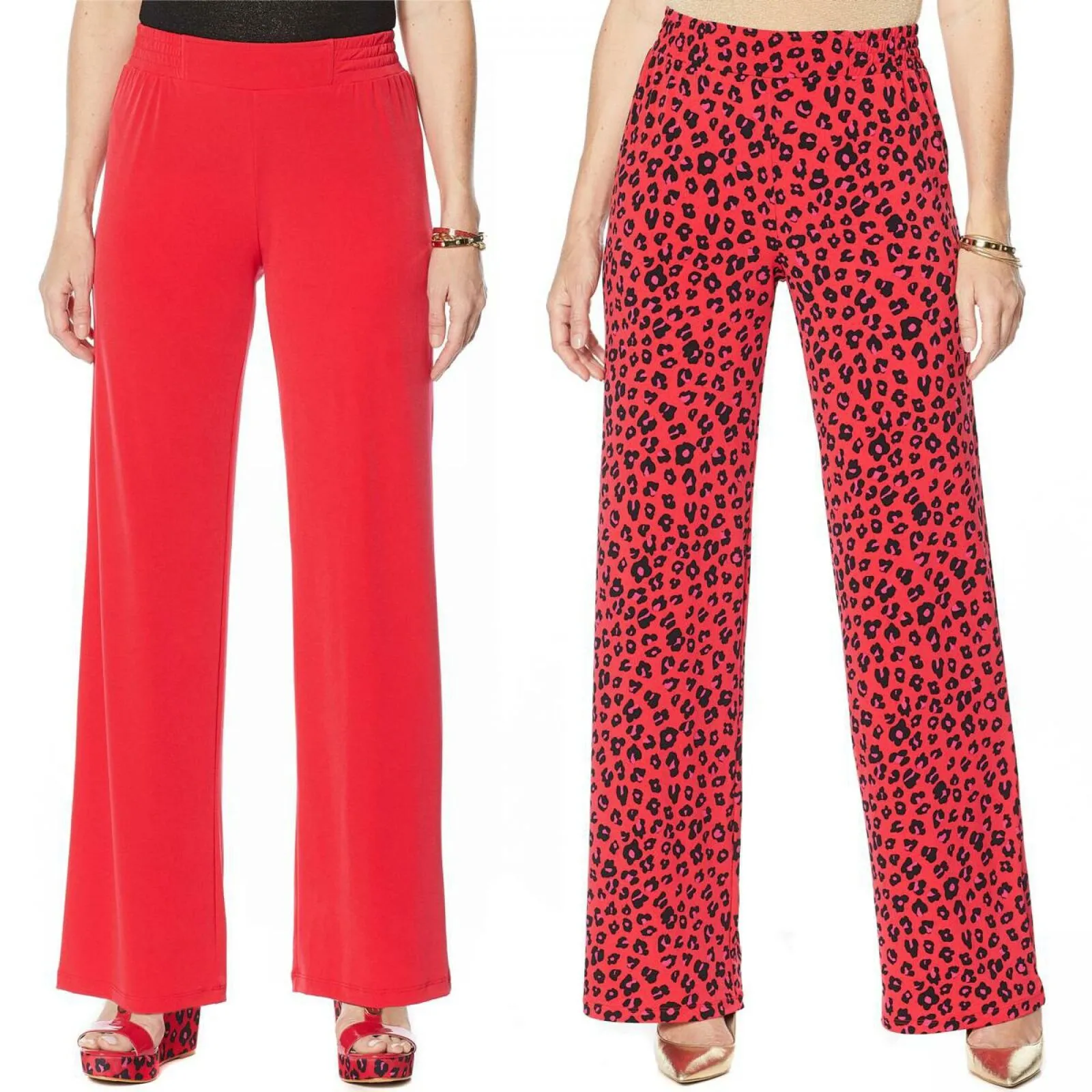 IMAN Women's Tall  2 Pairs Global Chic Luxury Resort Palazzo Pants