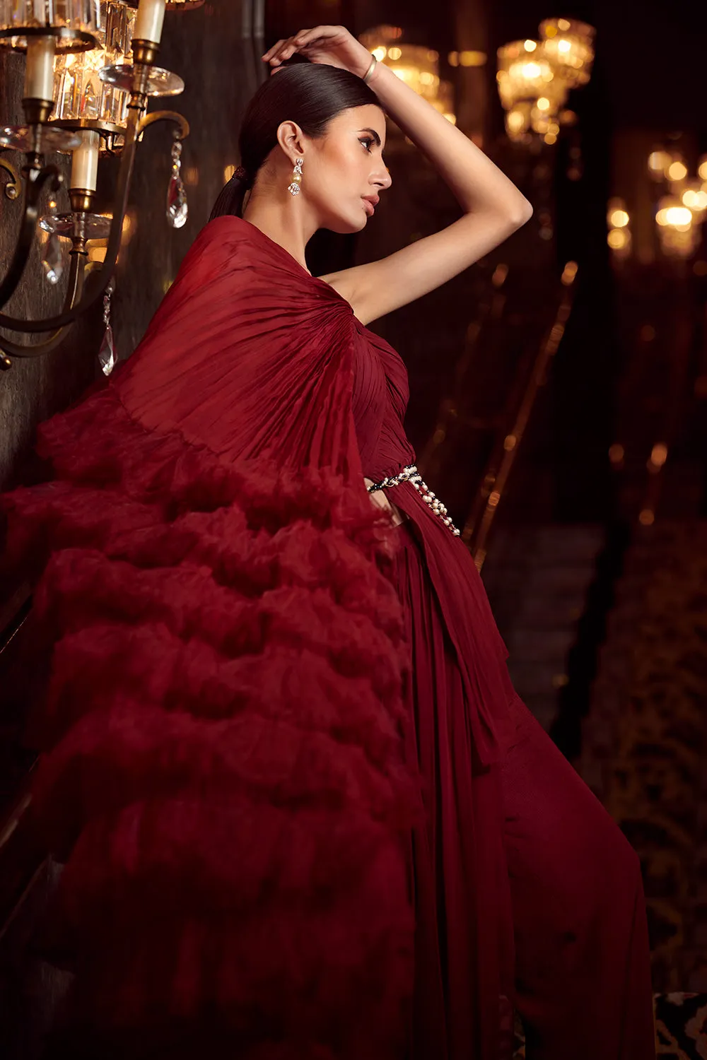 Indo Western Drape Saree with Pants