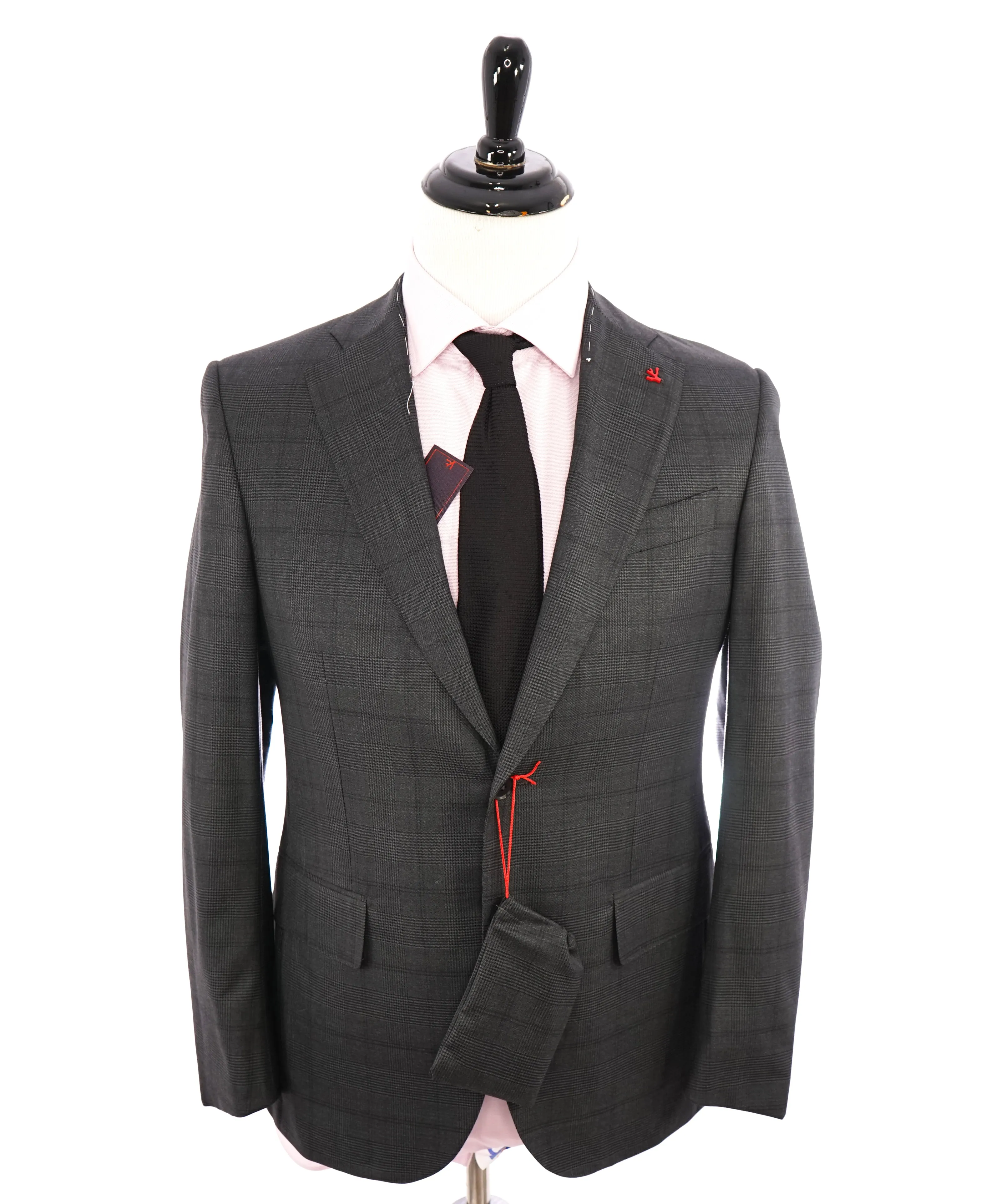 ISAIA - Prince of Wales Gray "BASE SANITA" LOGO *Custom 1/1* SLIM Suit - 38R