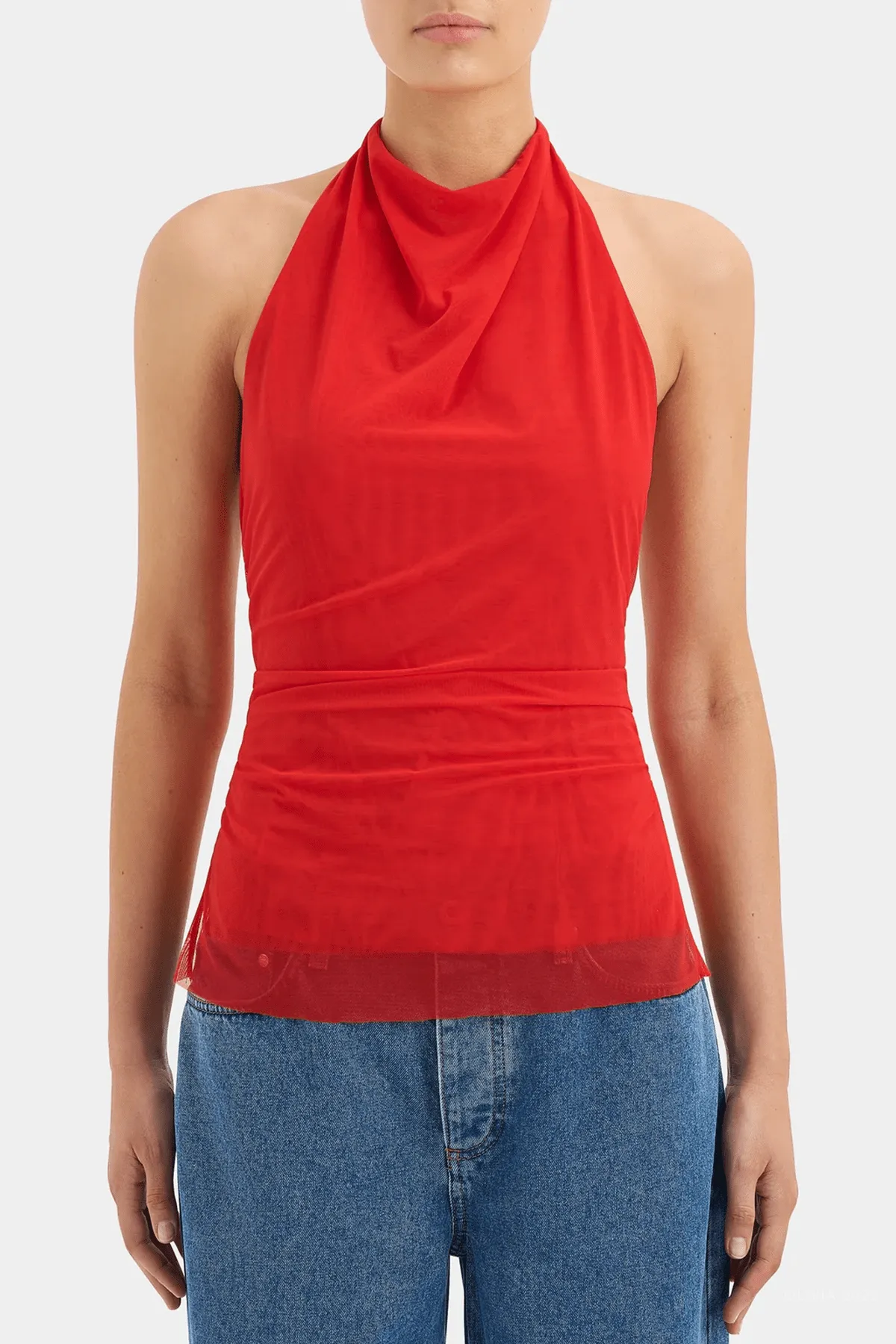Jacques Mesh Halter Top in Pomelo