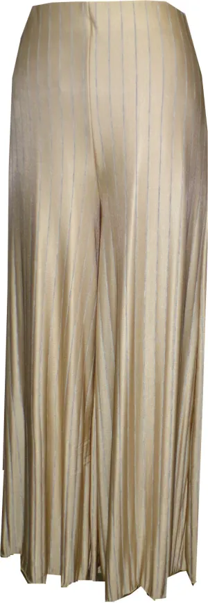 Jersey Striped Palazzo Pants - Beige