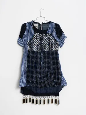 JRAT 4D Shades of Blue Dress with Fringe (Navy Swiss Dot/Blue Stripe/Plaid)