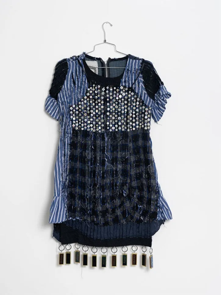 JRAT 4D Shades of Blue Dress with Fringe (Navy Swiss Dot/Blue Stripe/Plaid)
