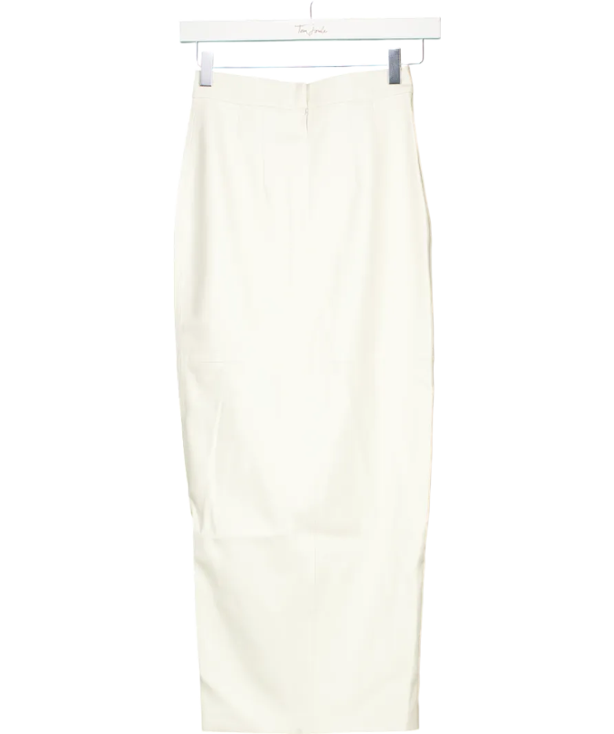 Kris Maran White Fit Cut Midi Skirt With Front Cut UK 6