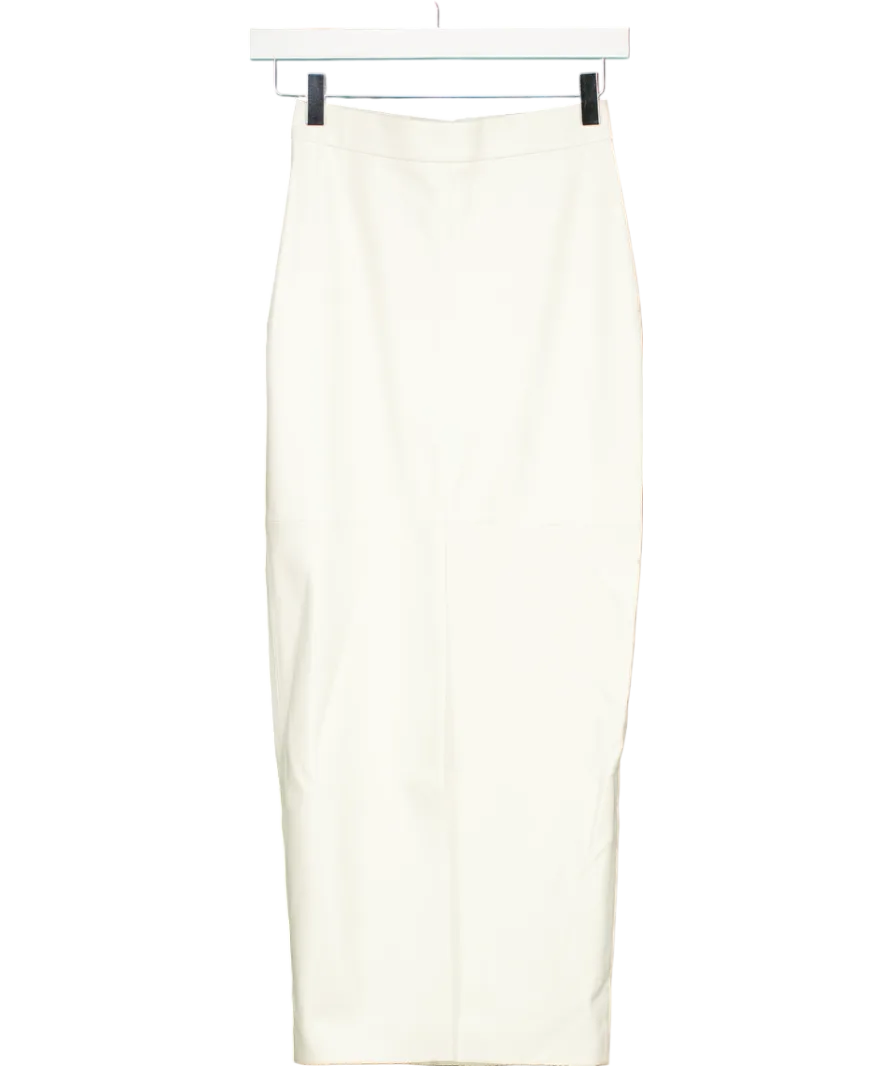 Kris Maran White Fit Cut Midi Skirt With Front Cut UK 6