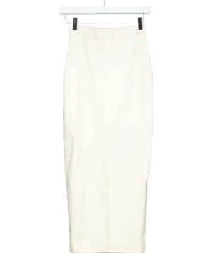 Kris Maran White Fit Cut Midi Skirt With Front Cut UK 6