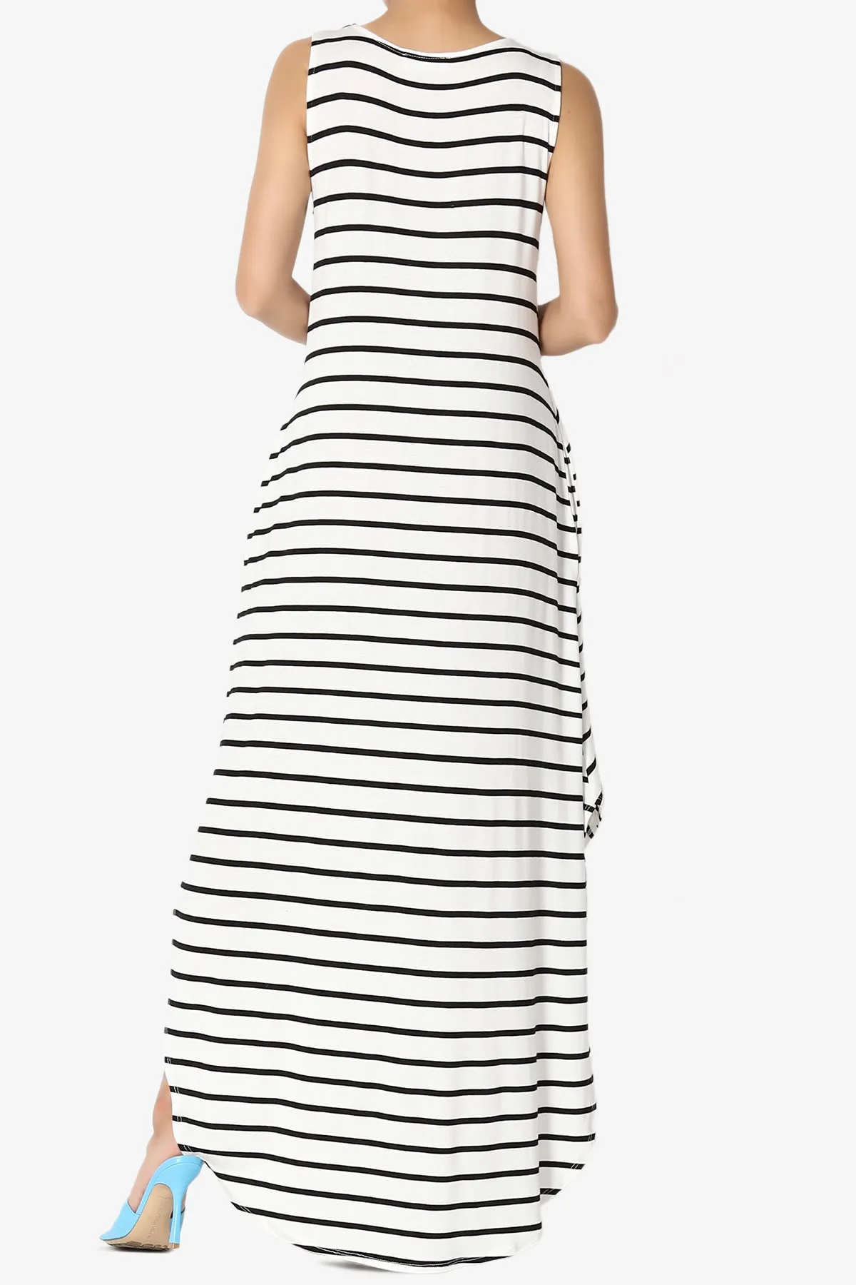 Lanie Striped Sleeveless Split Hem Maxi Dress
