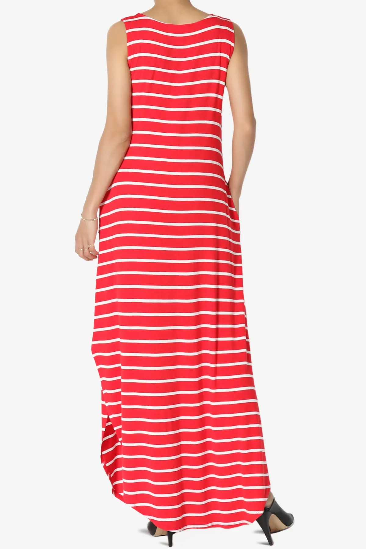 Lanie Striped Sleeveless Split Hem Maxi Dress