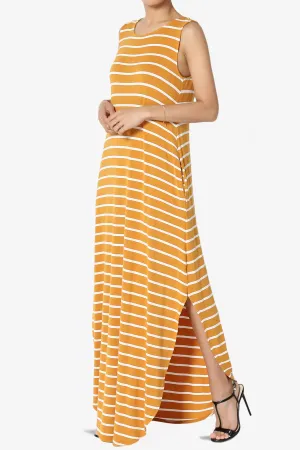 Lanie Striped Sleeveless Split Hem Maxi Dress